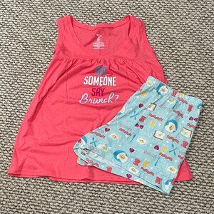 2 Pc. SECRET TREASURES Women's L Summer Brunch Tank Shorts PJs Pajamas NWOT NEW